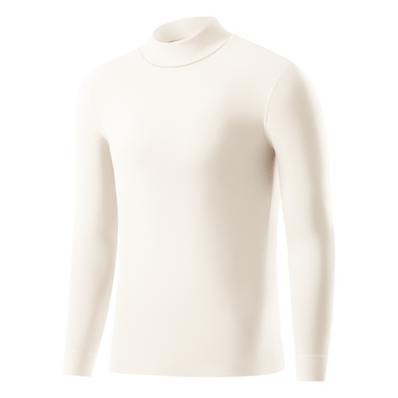 
Jianyun white long-sleeved T-shirt men's half turtleneck plus velvet bottoming shirt thermal underwear German velvet heated autumn top