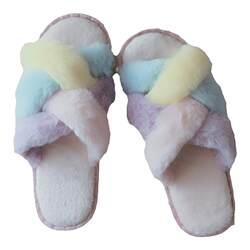 Sweet cream rainbow wearable home slippers