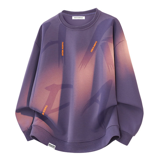 
Mark Huafei round neck large size sweatshirt men's winter 2026 new trendy brand top men's velvet thickened inner wear