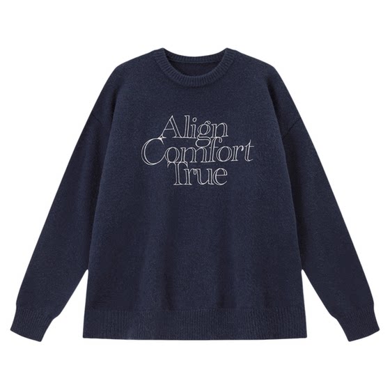 Lu Xiaohu ACTUP embroidered sweater men's winter round neck knitted sweater couple style casual pullover sweater trendy