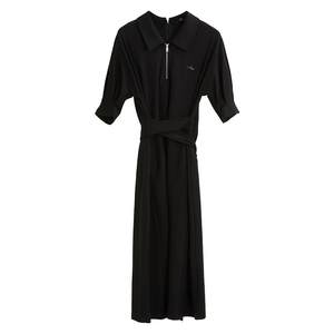 
ELLE black POLO collar design dress for women 2025 summer new high-waisted slim high-sex skirt