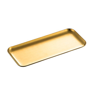 
Korean 304 stainless steel rectangular gold barbecue tray commercial flat plate dessert cake tray cafe tray