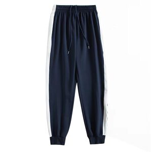 
School uniform pants with one stripe, navy blue, leg-enclosed pure cotton summer sports school pants for primary and secondary school students, thin section for junior high school and high school students