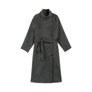 
pusumede Manchester City full wool double-sided woolen coat women's high-end mid-length waisted woolen coat
