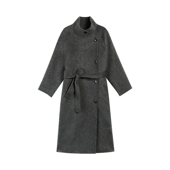 
pusumede Manchester City full wool double-sided woolen coat women's high-end mid-length waisted woolen coat