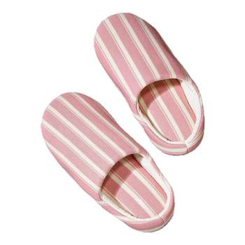 
Thin strips niche contrasting striped cotton and linen slippers for men and women comfortable home couple air-conditioned room floor shoes spring and summer