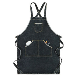 High-end pure cotton denim work clothes apron cross suspenders