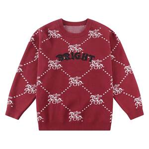 
[Fashionable Little Gentleman] Yishi Fat Boy Red Sweater Big Children's Thickened Knitted Sweater Round Neck Top Large Size