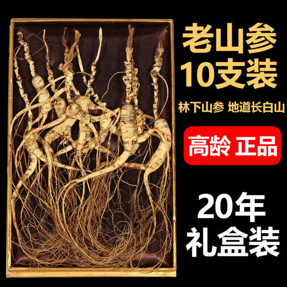 正宗东北人参长白山野山参林下20年一等礼盒中药材泡酒专用新鲜生