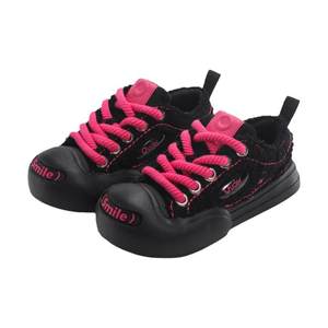 Ouder smiler smile canvas shoes for women thick sole heightened round headboard shoes rock sweetheart black pink big toe shoes