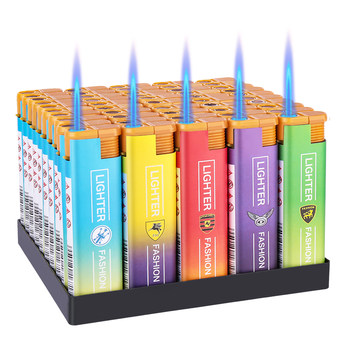 50 pieces of new lighters with direct hair from the manufacturer and national trend, blue flames that go straight into the wind and are more personalized