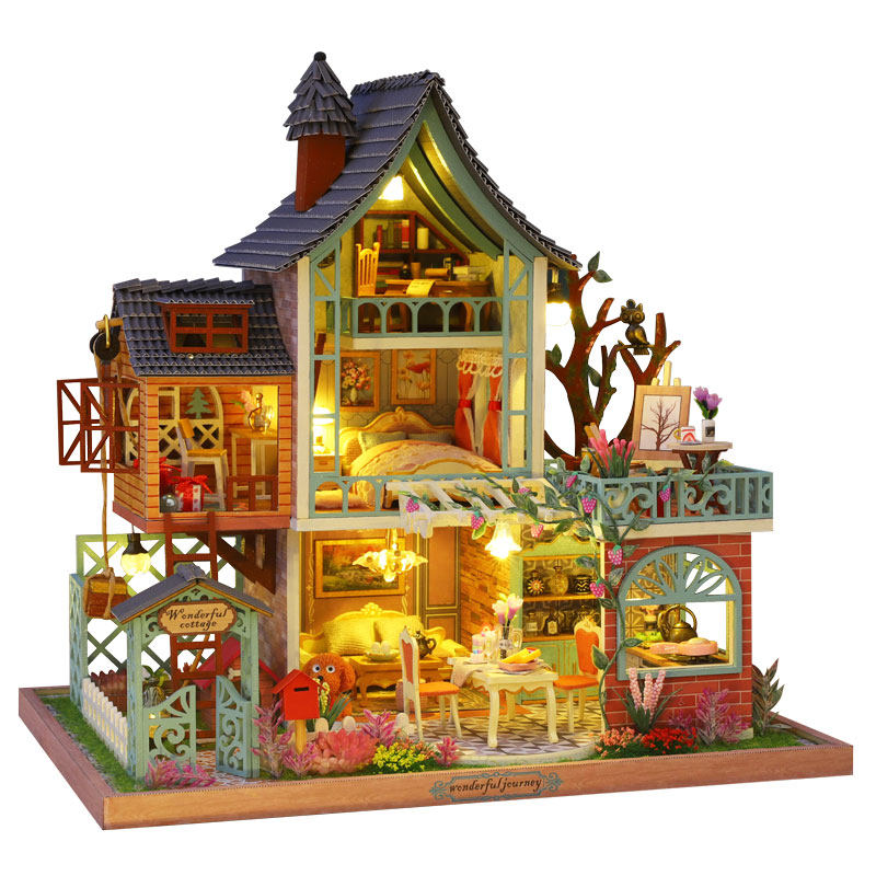 Kalulu Wooden Model Villa - DIY Cottage Handmade House - 1:24 Scale