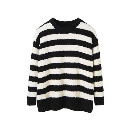 [Clearance Special] Strong Eye catching Lazy Trendy Loose Loop Velvet Striped Knitted Sweater for Women