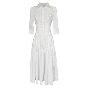 
French retro white dress commuting mid-length waist-hugging slim shirt skirt high-end temperament skirt women summer