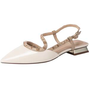 
Qianbaidu low-heeled Baotou fashion sandals for women in summer temperament vacuum leather beautiful single shoes with versatile skirt