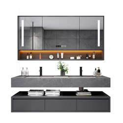 Simple modern double basin bathroom cabinet solid wood delivered to your home