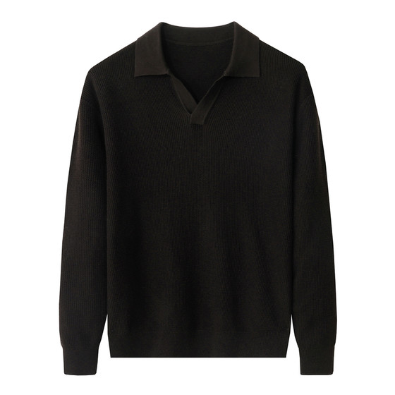 
[Machine washable sweater] Heavy textured scissor collar cardigan for men, handsome lapel bottoming sweater inner wear