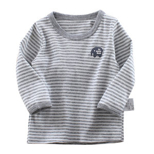 
2-piece set of boys' long-sleeved T-shirts, autumn clothes, pure cotton, Japanese baby boys, stretchy thin baby bottoming shirts and pajamas