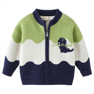 
Boys sweater coat autumn and winter zipper knitted cardigan 2025 new baby plus velvet thickened cotton clothes 8180