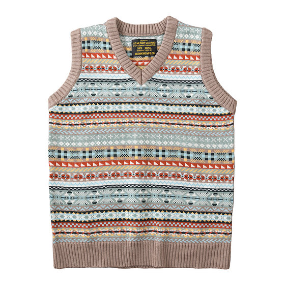 
American retro Fair Isle pattern jacquard wool sweater pullover V-neck vest men's British knitted top