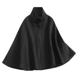 
Solid color tweed high collar short cape coat design long sleeve coat European and American style woolen coat for women J218