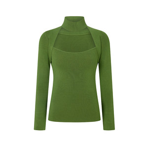 
Chings Slim Sweater with a generous collar French retro design and knitted base shirt Autumn 2025