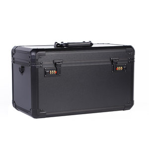 
All black medium suitcase aluminum alloy equipment instrument tool box model aircraft safe password storage box