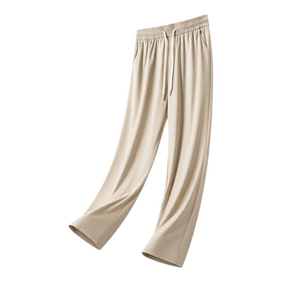 
2026 Duck Baby Men and Women Spring and Summer Straight Quick-drying Ice Silk Casual Pants High Elastic Drawstring Versatile Comfortable Sports Pants