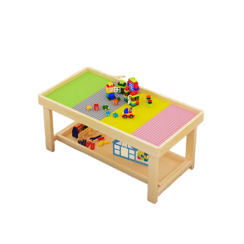 Children's Building Block Table Solid Wood Toy Game Set
