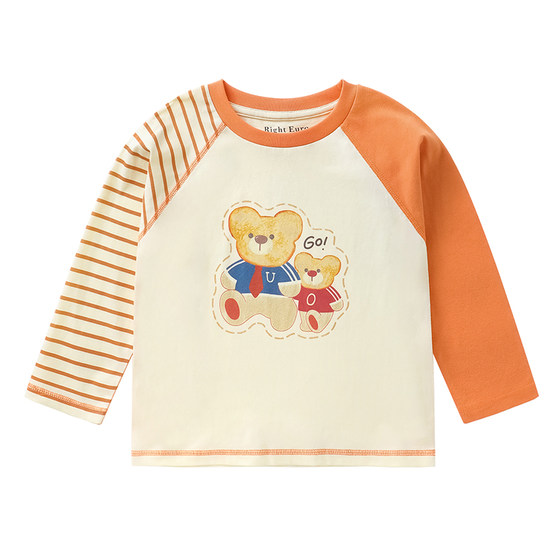 
Right European children's clothing boys' long-sleeved T-shirt children's spring and autumn contrast color inner raglan top baby antibacterial bottoming shirt