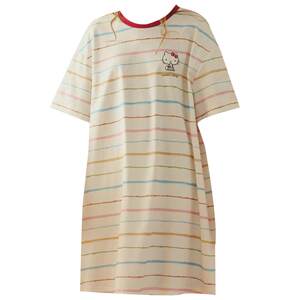 
Gukoo/Fruit Shell Night Dress Women's Summer HelloKitty Co-branded New Pure Cotton Stripe Parent-Child Home Clothing B
