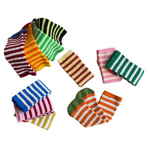
Big Ear Elephant Girls Color Striped Socks 2026 Summer New Style Baoer's Versatile Color Striped Mid-Tube Socks
