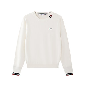 
ELLE ACTIVE round neck contrast striped sweater 26 spring pullover sweater casual long-sleeved top for women