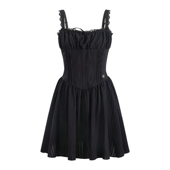 
UNIFREEPLUS large size black suspender dress