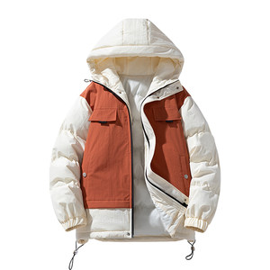 
Contrast color splicing! Windproof and waterproof! Scratch-resistant and wear-resistant warm hooded cotton coats and cotton clothes for men and women in winter