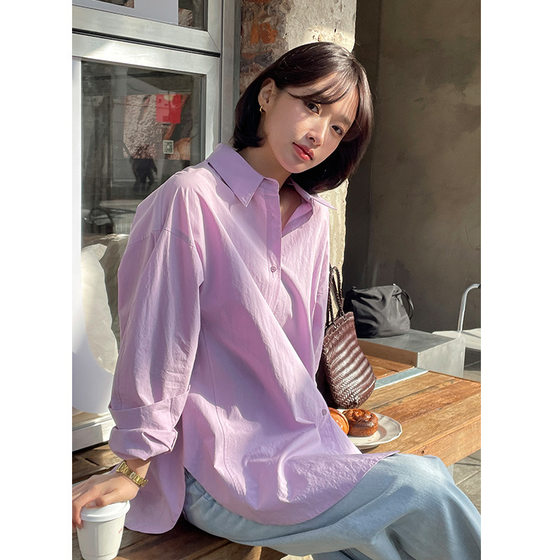 깨끗한 공간 여성을위한 간단한 한국 스타일 느슨한 다목적 셔츠 2024 봄 기질 통근 셔츠 39730