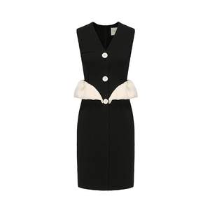 
AtelierMissLu high waist curved flower bud design temperament commuter dress