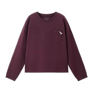 
Giordano jacket women's contrasting collar folding pocket double-sided cloth knitted round neck pullover sweatshirt 05324846