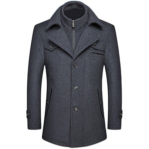 
2026 Autumn and Winter Middle-aged Men's Woolen Jacket Coat Men's Cotton Thickened Casual Woolen Coat Dad's Clothing