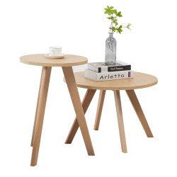 Mini simple round solid wood Nordic style table in bedroom
