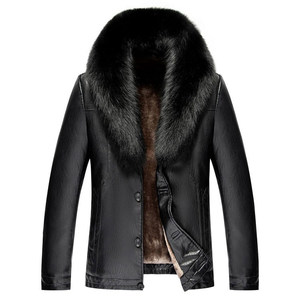 Haining fox fur collar genuine leather leather jacket men's fur one-piece men's sheepskin jacket winter fur coat thickened