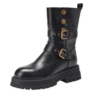 
Hot air thick-soled knight boots for women 2025 winter new black versatile short boots fashion boots motorcycle boots