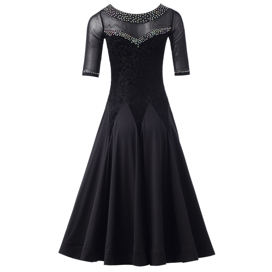 Abito Da Ballo Donna Gonna Lunga Pizzo - Nero Per Tango E Competizione - Foto 4