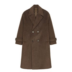 [Storage] Men's over-knee long thickened and imitation silk cotton winter long-haired woolen coat loose