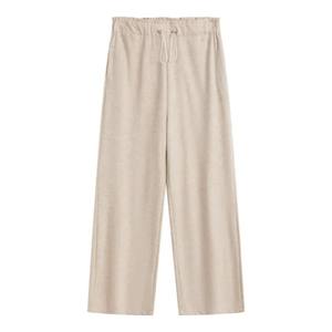 
Wide-legged pants for pregnant women in autumn and winter wear glutinous rice base loose large size plus velvet thickened long pants for autumn and winter wear belly