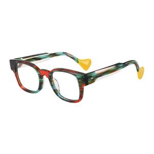 
Jiandan European and American plate color-blocking glasses frames for men and women, fashionable and personalized retro large-frame plain-faced anti-blue light myopia glasses