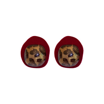 Japanese and Korean velvet material irregular leopard earrings women