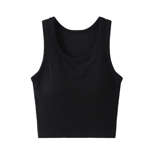 Mitu Women's I-Shaped Vest with Chest Pads - Solid Color Knit Top