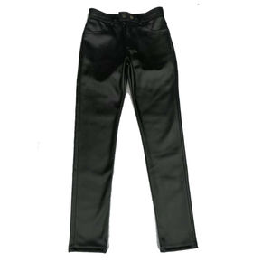 Shilin Black locomotive tight leather pants men with velvet small feet motorcycle pants men's leather pants Korean version slim