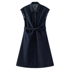 
Semir denim dress women's summer twist waist bow cool 2026 new sweet and cool design mid-length skirt